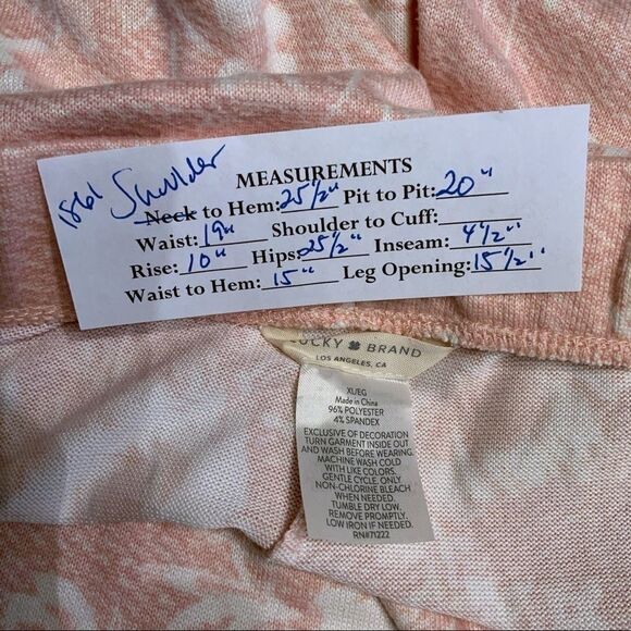 Lucky Brand Pink & Cream Floral Short Tank PJ’s XL - Picture 10 of 10